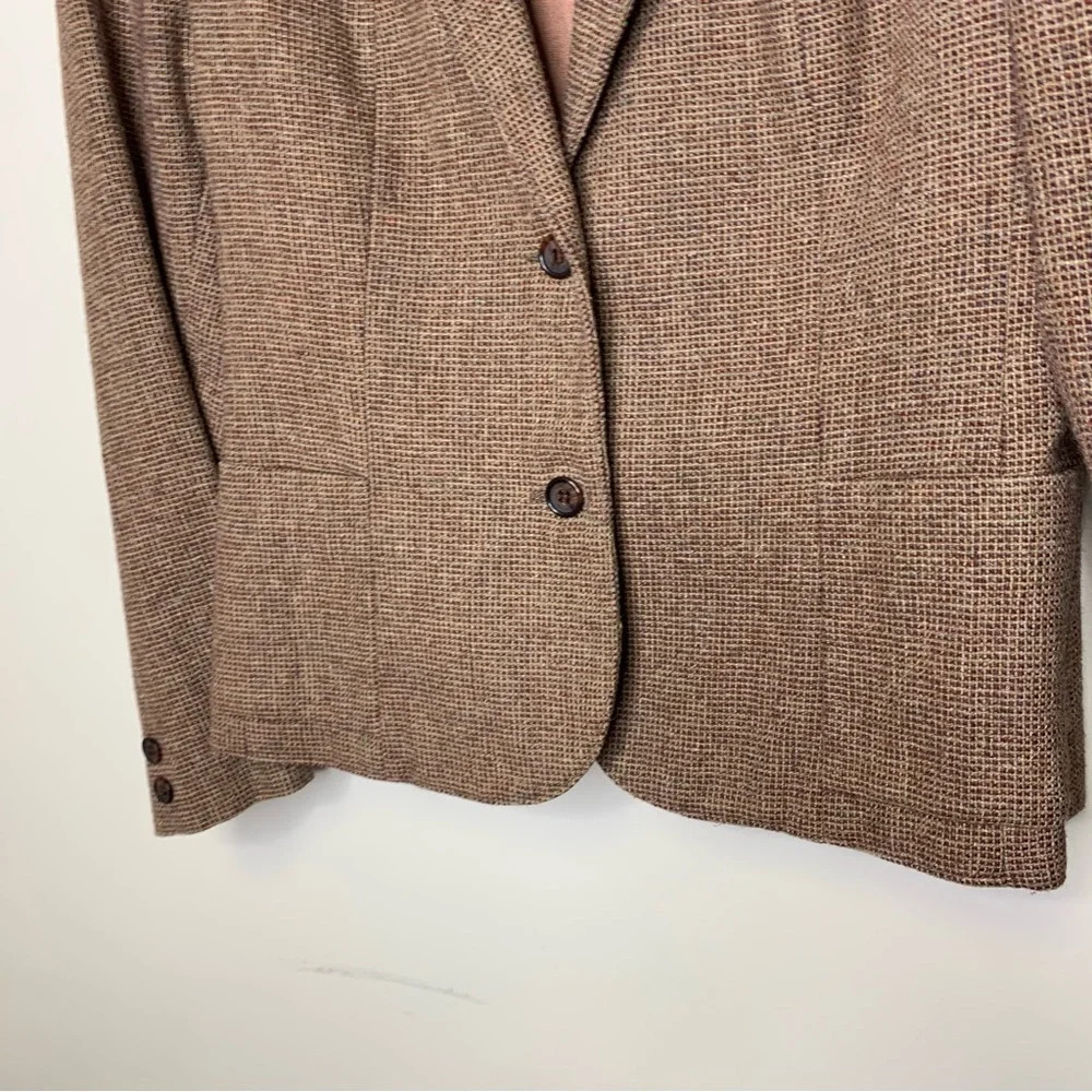 Vintage 60s 70s Red Brown Textured Lightweight 2 Button Front Blazer Size 10 - Picture 4 of 12